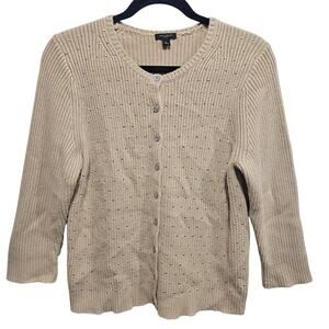 Ann Taylor Women's Modal Wool Cashmere Blend Button‎ Up Cardigan Size Large